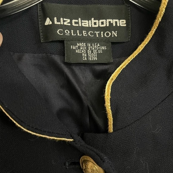 Vintage 80s 90s Cashmere Wool Lightweight Nautical Liz Claiborne Navy Blazer 6 - Picture 3 of 8